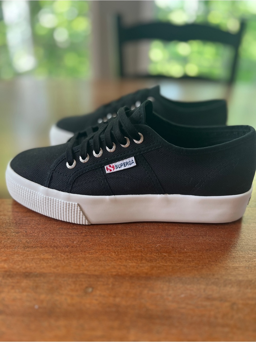 NWOT Women’s Black Superga platform sneakers USA Size 8.5